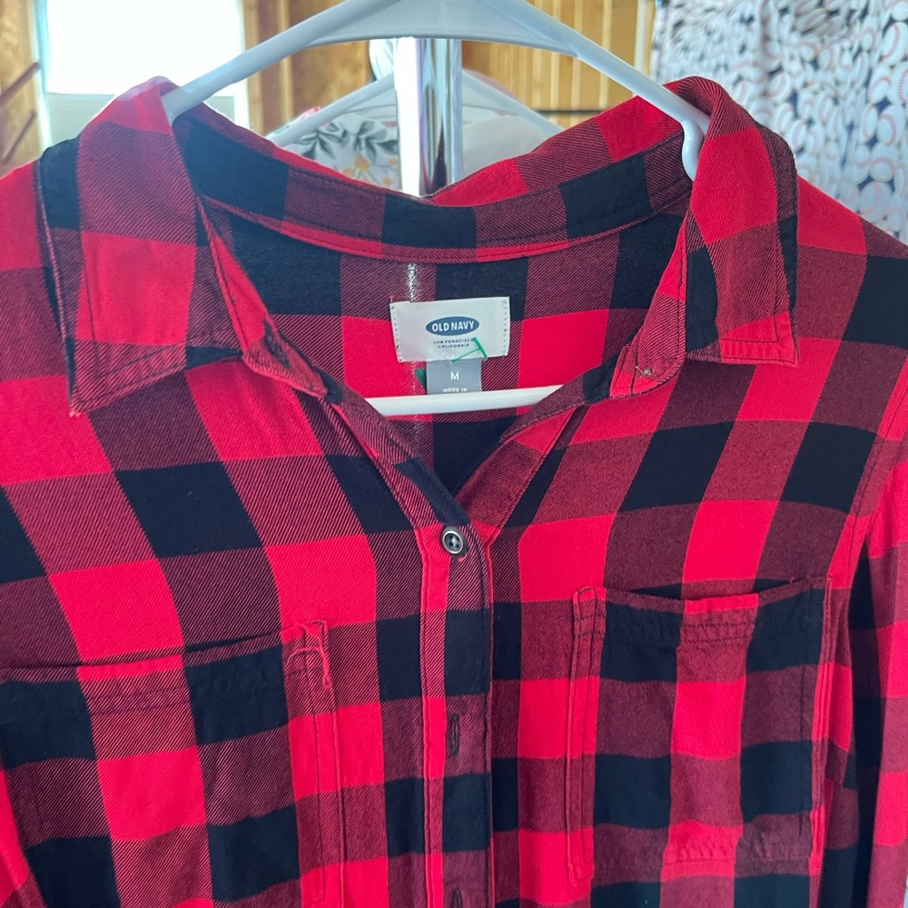 Old Navy Red and Black Checkered Shirt